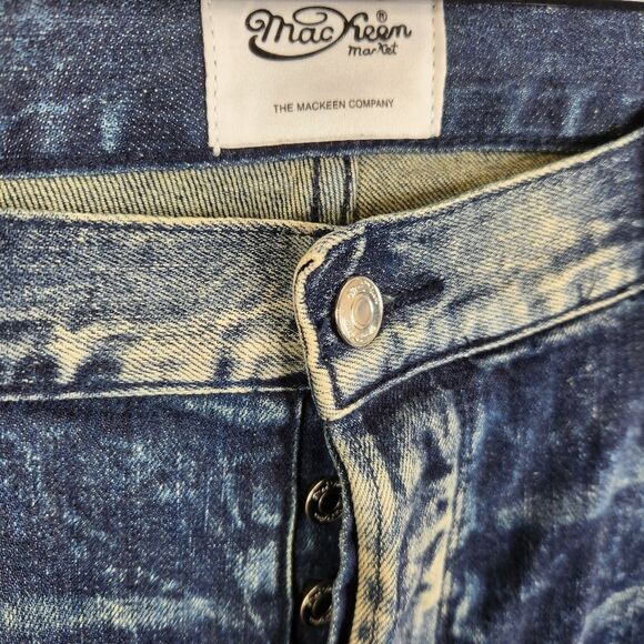 MacKeen Market Mens Pierre Faded Distressed Patchwork Seam Zip Jeans 40x31 - Picture 6 of 8